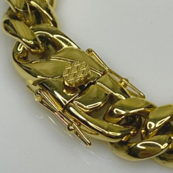Miami Cuban Curb Link Chain Bracelet 316L Gold Plated Stainless Steel - Picture 7 of 12